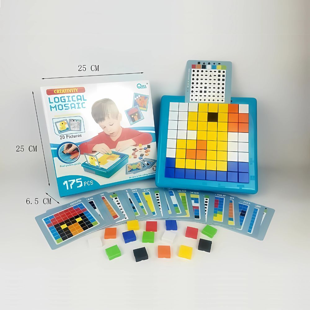 Jeu Mosaïque Logique - Mosaïques Larges + 20 Grilles - 2 - Eveil Montessori Maroc