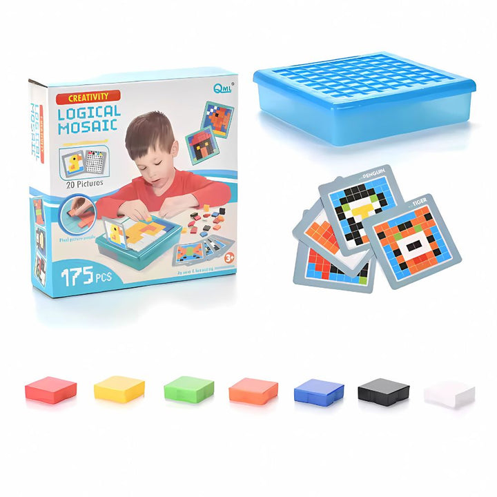 Jeu Mosaïque Logique - Mosaïques Larges + 20 Grilles - 1 - Eveil Montessori Maroc