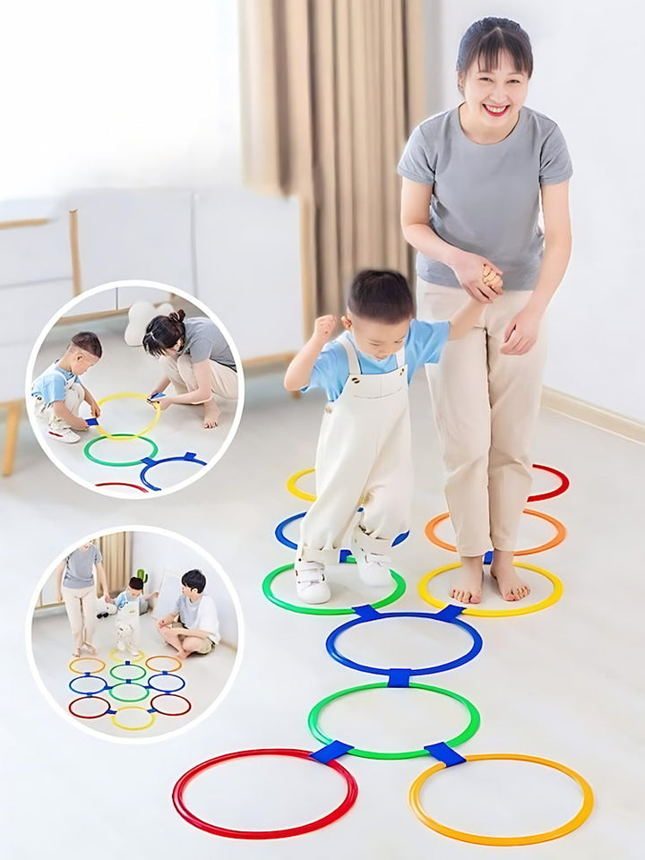 Jeu de la marelle avec anneaux colorés |♣EVEIL MONTESSORI