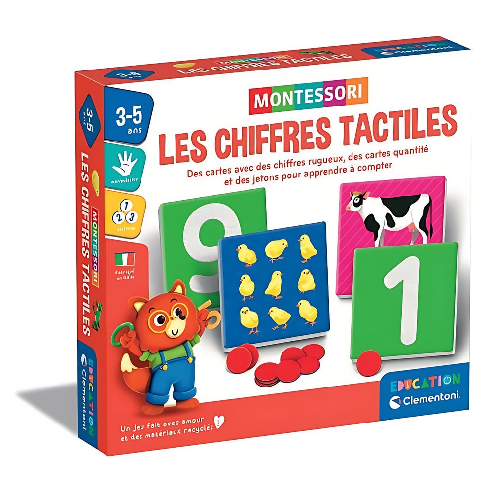 Les chiffres tactiles Montessori Clementoni 52796 - jeu éducatif pour enfants dès 3 ans
