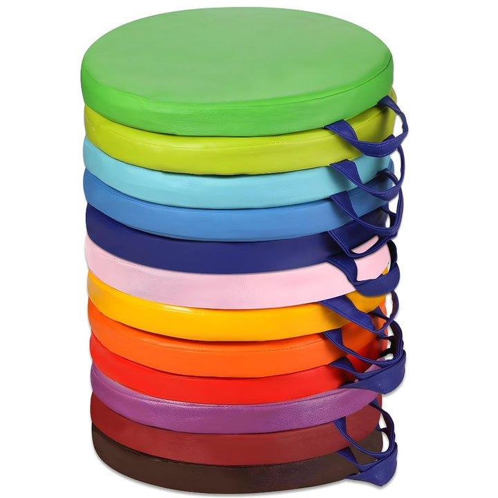 Lot de 12 coussins-galettes multicolores avec poignées - ⌀32cm