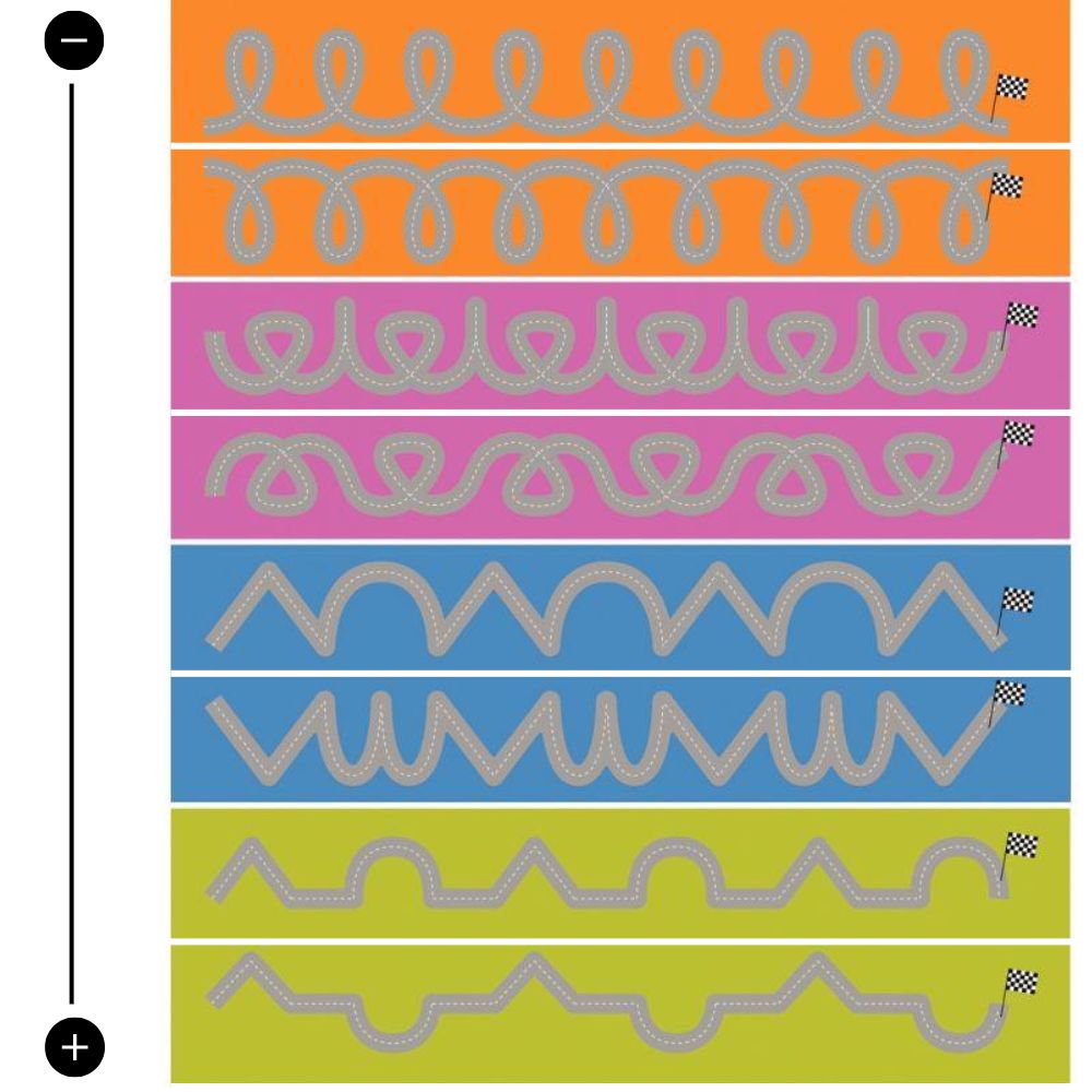 Lot de 8 tapis de jeu Pistes graphiques 15 x 100 cm - N°1