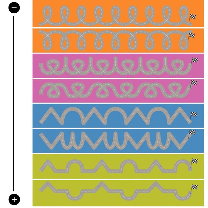 Lot de 8 tapis de jeu Pistes graphiques 15 x 100 cm - N°1