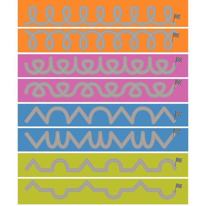 Lot de 8 tapis de jeu Pistes graphiques 15 x 100 cm - N°1