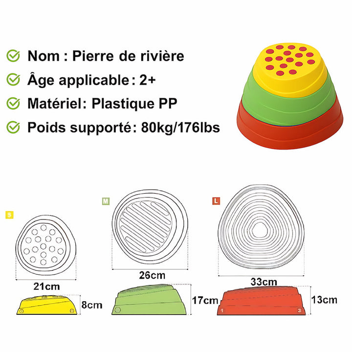 Lot de 6 pierres de rivière texturées