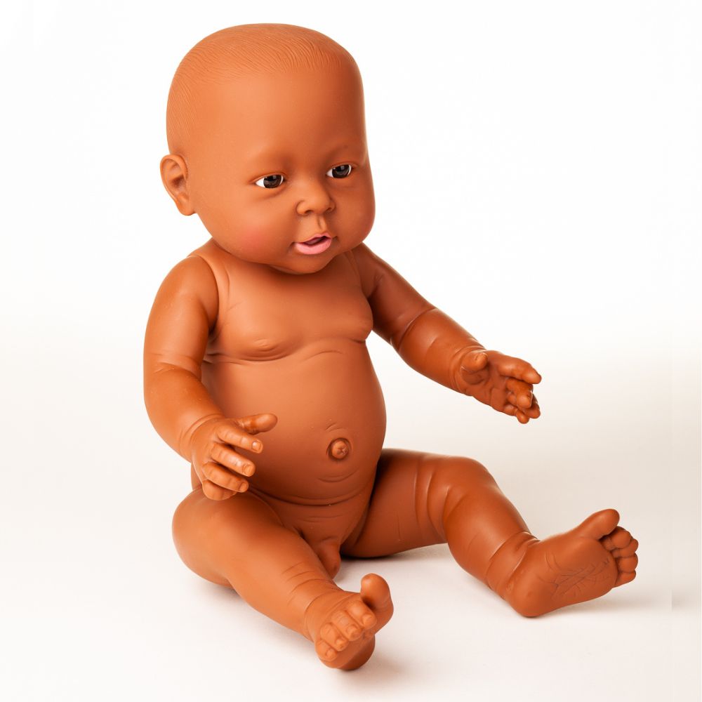 POUPÉE ETHNIQUE SEXUÉE EN VINYLE TRÈS SOUPLE 40 CM - EVEIL-MONTESSORI MAROC