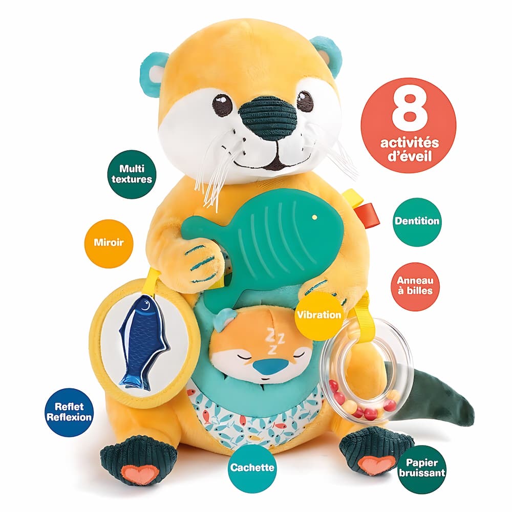 Peluche Maman Loutre avec bébé – jouet doux LUDI SKU 30143 | EVEIL MONTESSORI
