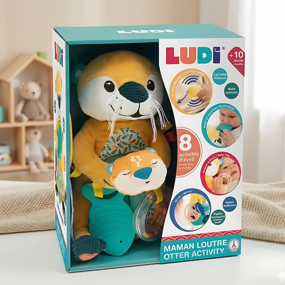 Peluche Maman Loutre LUDI dans son emballage | EVEIL MONTESSORI