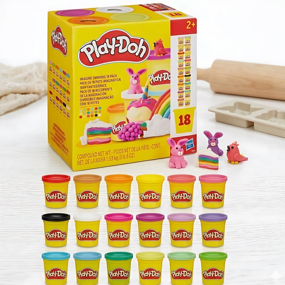 Coffret Play-Doh 18 pots multicolores – jouet créatif pour enfants | EVEIL MONTESSORI