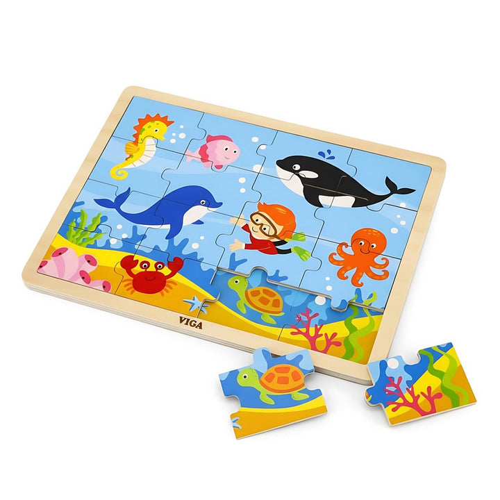 Puzzle en bois 16 pièces – Animaux marins | EVEIL MONTESSORI