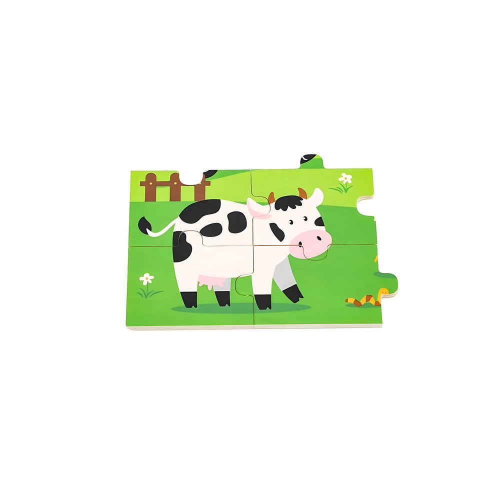 Educational wooden puzzle 16 pieces farm design, fine motor skills and fun learning for children