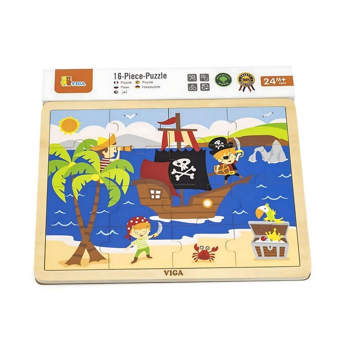 Puzzle pédagogique en bois Viga Toys réf 51451, thème pirates - EVEIL MONTESSORI