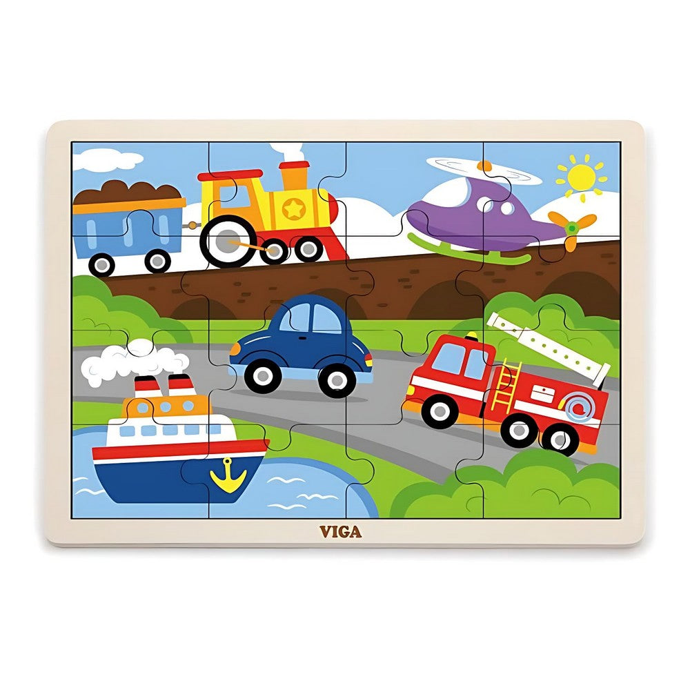 Puzzle transport pour enfants – 16 pièces en bois