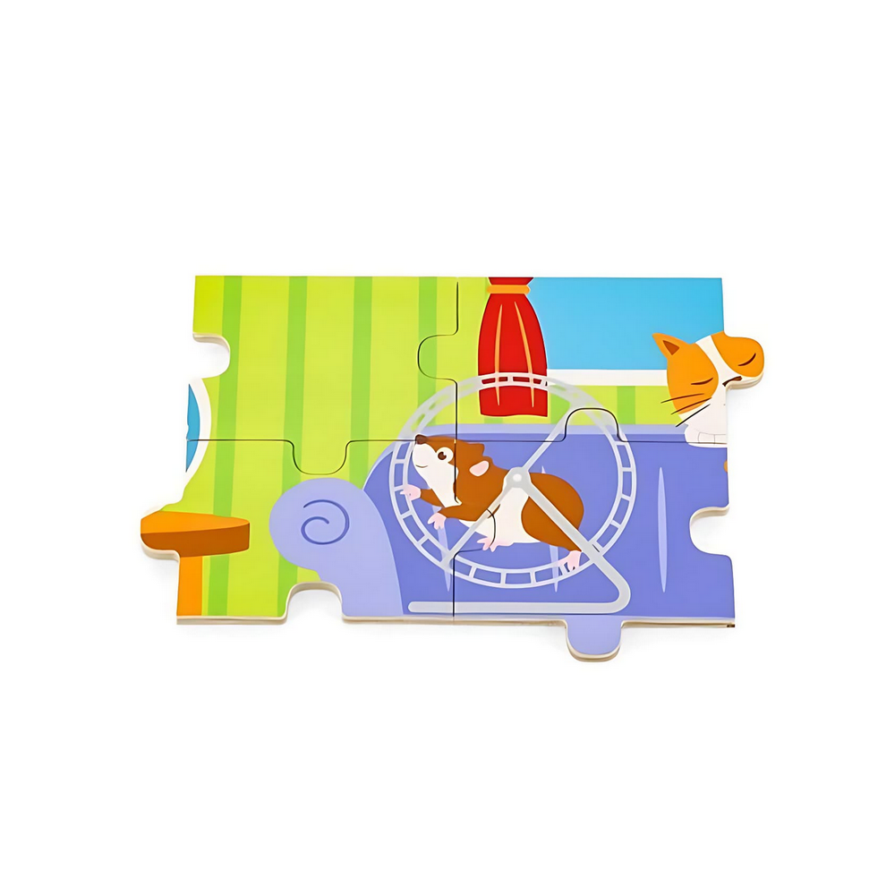 Puzzle carton solide 16 pièces animaux de compagnie, jouet Montessori éducatif et amusant pour enfants