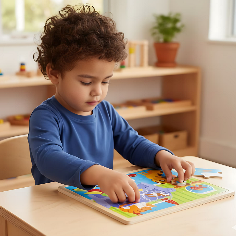 - لغز تعليمي 16 قطعة عن الحيوانات الأليفة للأطفال ابتداءً من 3 سنوات برسومات ملونة واقعية

