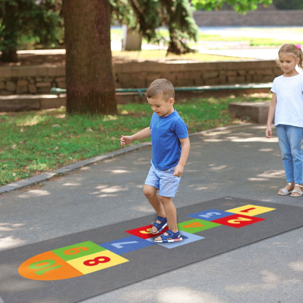 Tapis d'activité sport en Vinyle - La marelle - Extérieur et Intérieur - 200x100cm