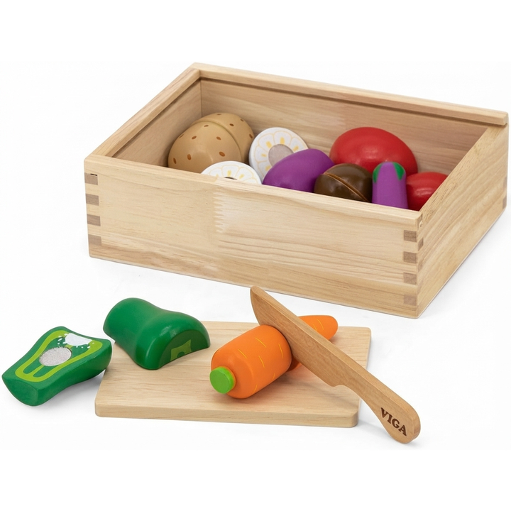 Légumes tranchés en bois