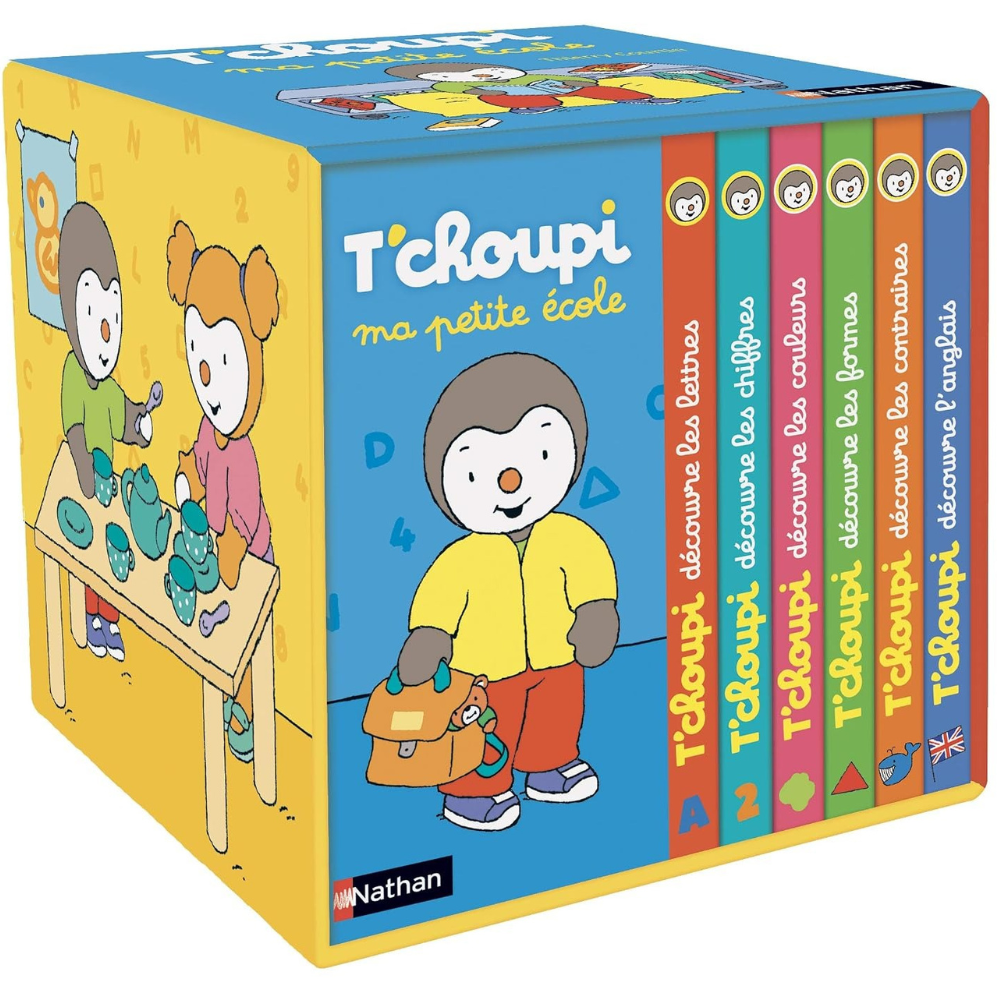 T'choupi - Ma petite école - Un coffret de 6 livres pour apprendre comme un grand : lettres, formes, couleurs... - Dès 2 ans - 1 - Eveil Montessori Maroc