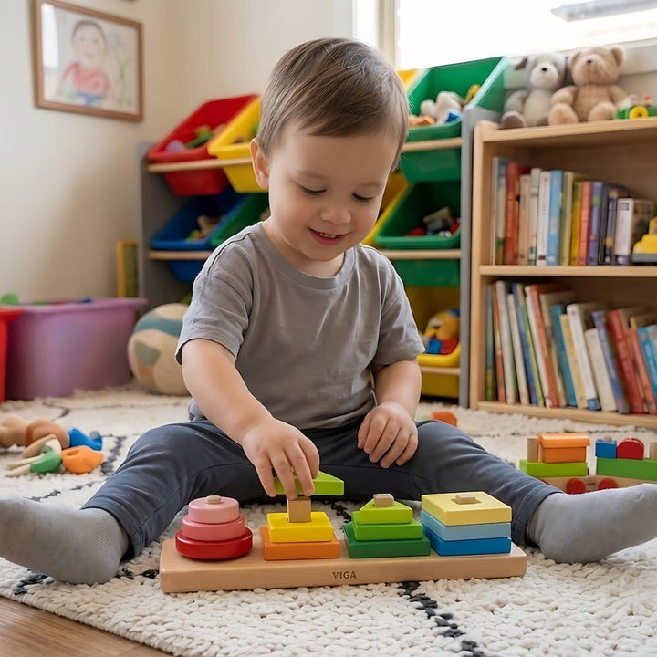Empileur de formes géométriques - 4 - Eveil Montessori Maroc