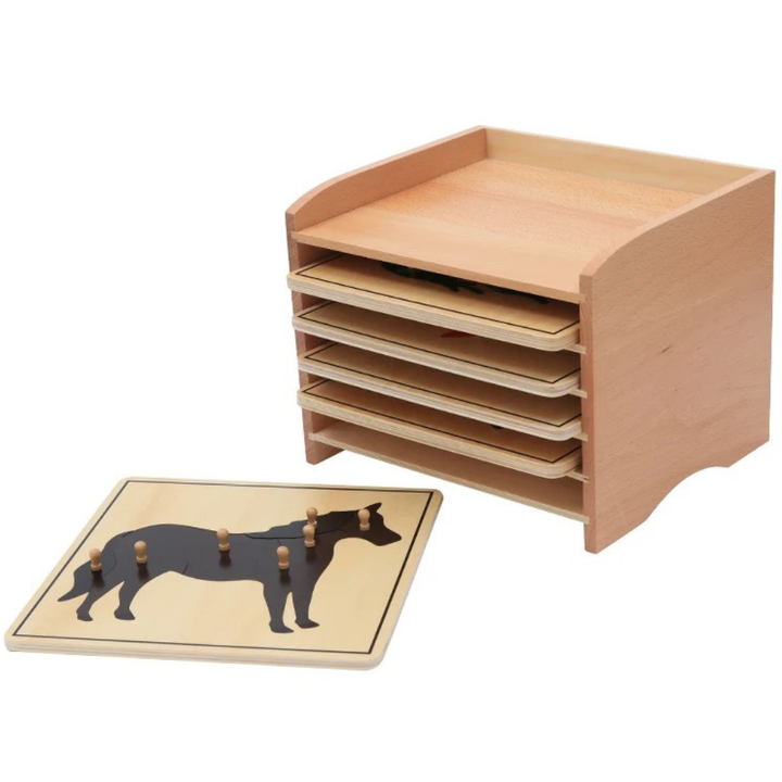 Cabinet + 5 puzzles animaux
