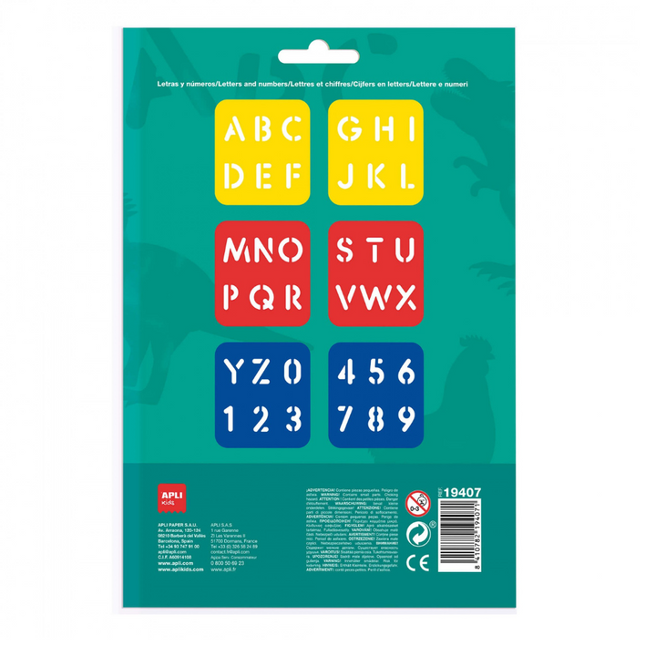 Pochoirs lettres et chiffres 6 unités