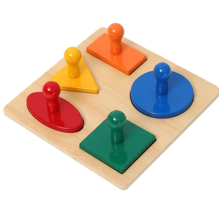 Puzzle de 5 formes avec gros bouton de préhension