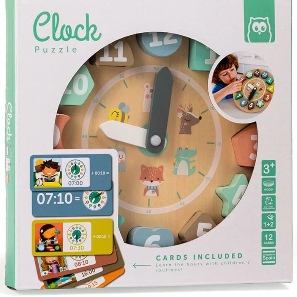 Horloge en bois avec cartes pour apprendre l'heure - 3 - Eveil Montessori Maroc