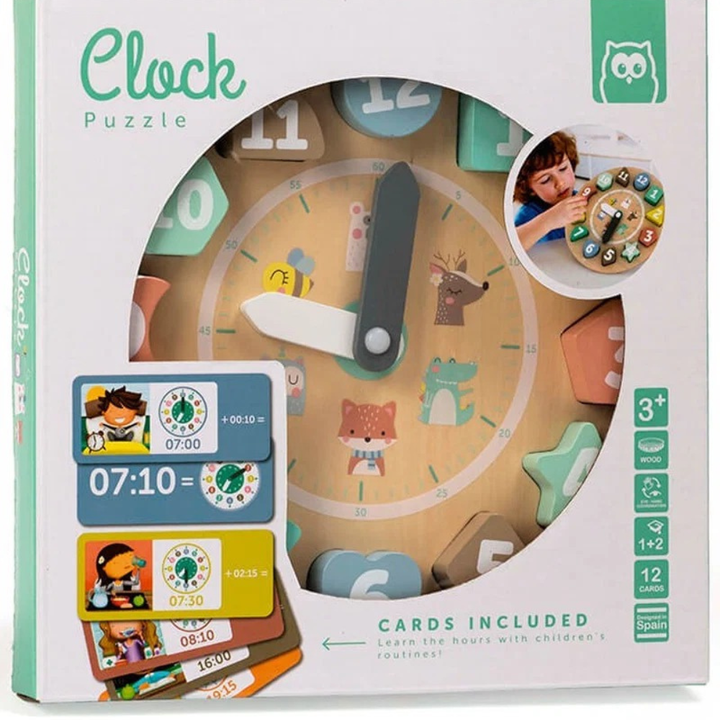 Horloge en bois avec cartes pour apprendre l'heure - 3 - Eveil Montessori Maroc