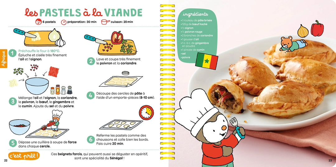 Mes recettes autour du monde T'choupi - Le livre gourmand des petits cuisiniers ! - Dès 2 ans