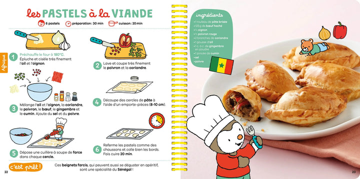 Mes recettes autour du monde T'choupi - Le livre gourmand des petits cuisiniers ! - Dès 2 ans