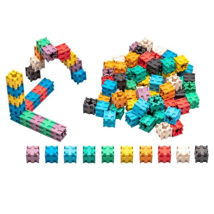 Lot de 100 cubes encastrables colorés en bois Re-Wood® (2cm)