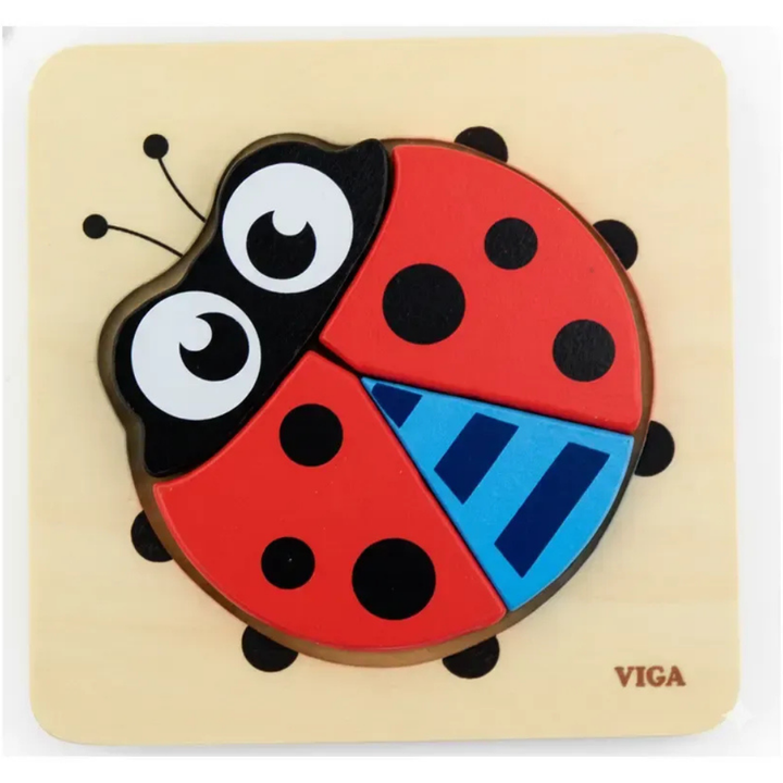 Mini puzzle en bois - Coccinelle