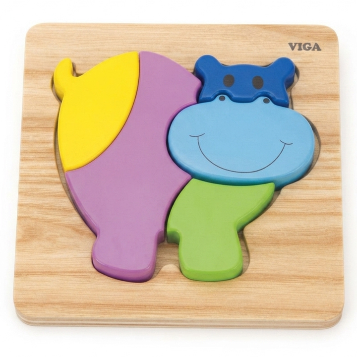 Mini puzzle en bois - Hippopotame
