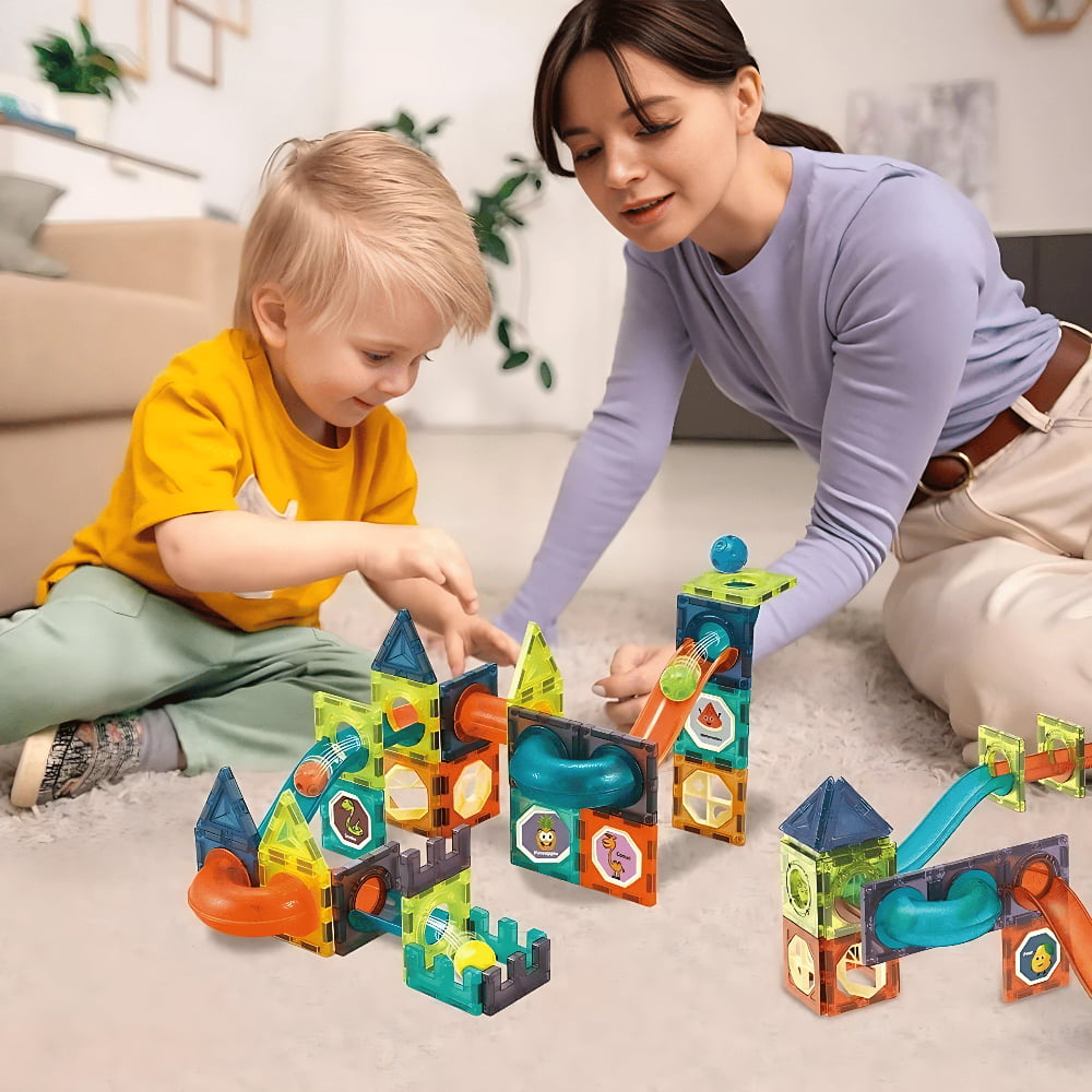 40 Blocs Magnétiques Cubes De Construction – Jouet Éducatif STEM Montessori Pour Enfants 3 Ans Et + – Couleurs Vives