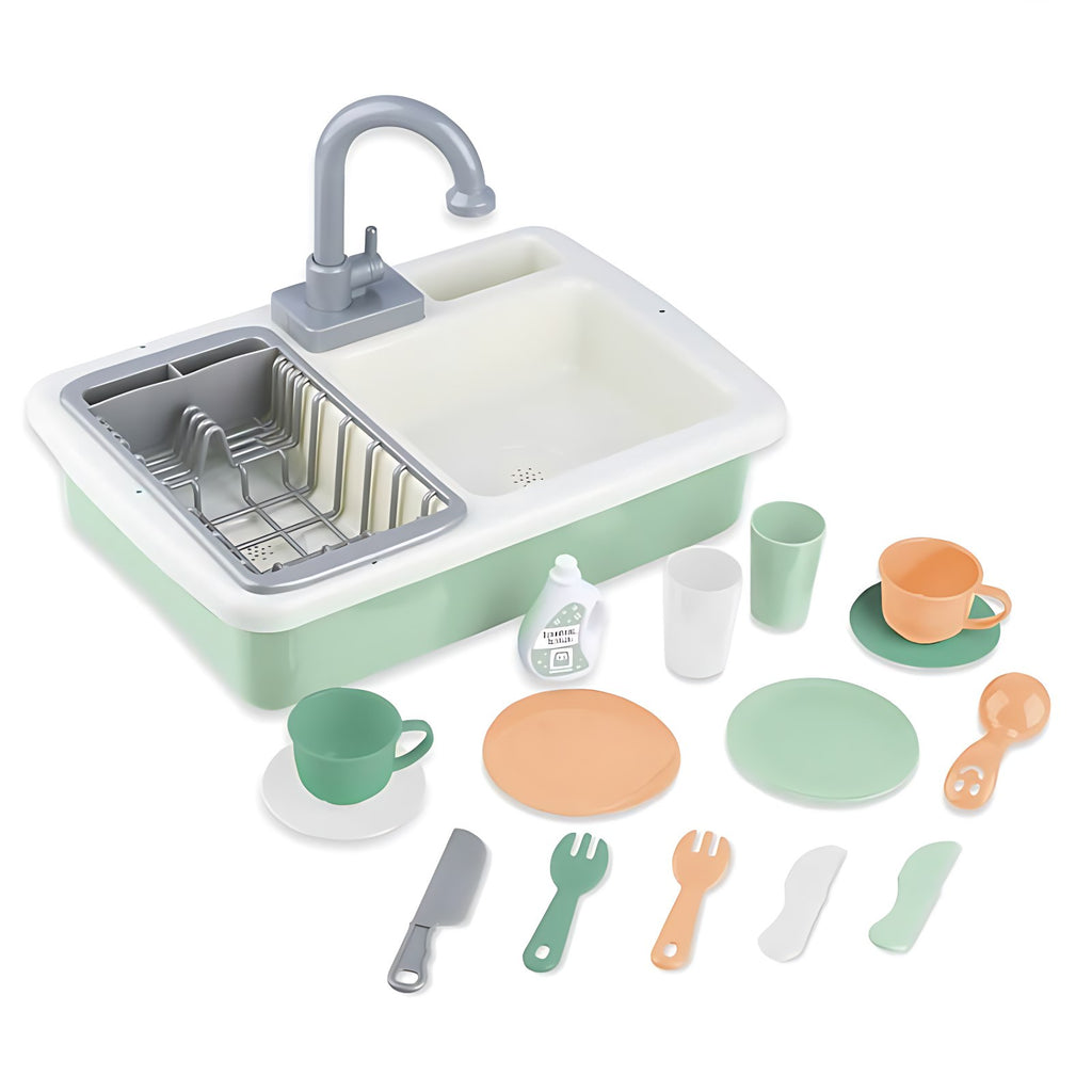 Jouet Évier De Cuisine Avec Robinet Automatique Et Accessoires - Set De Vaisselle Coloré Pour Enfants