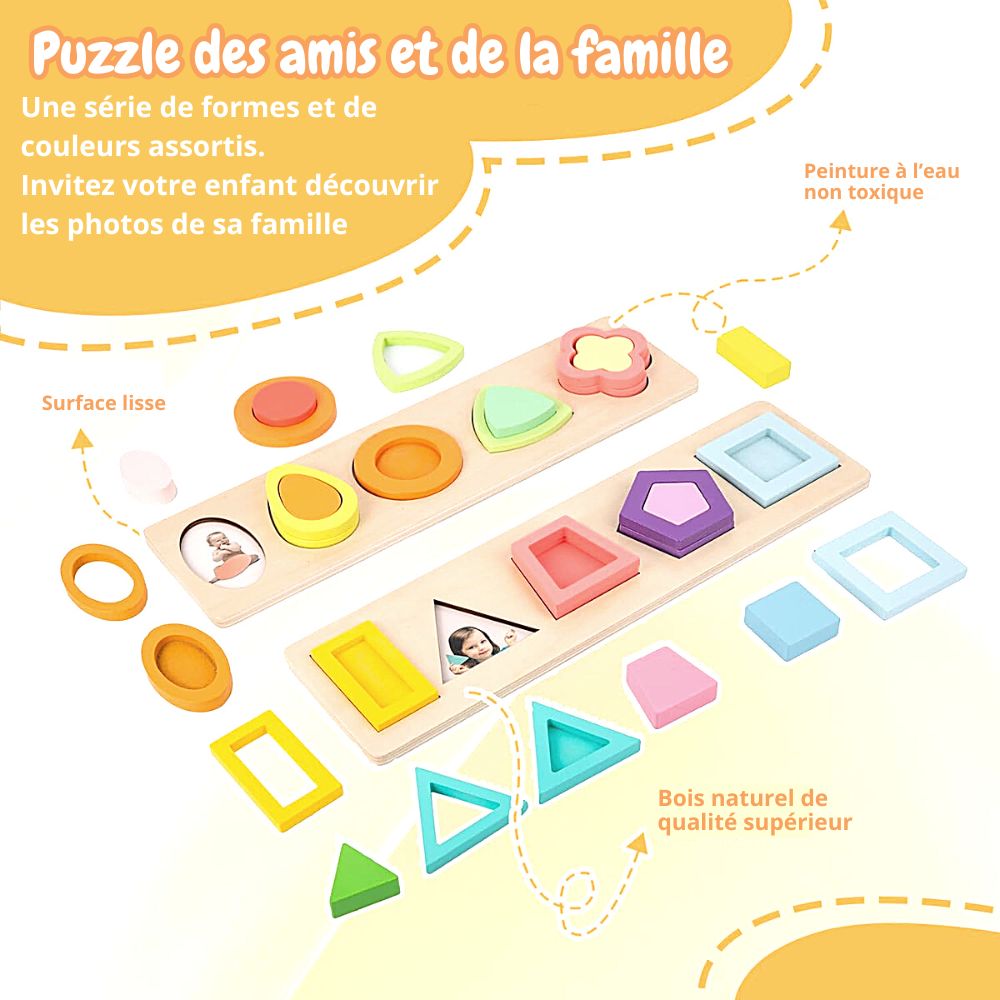 Set de 2 grands Puzzles d'encastrement de formes 3D avec images cachées