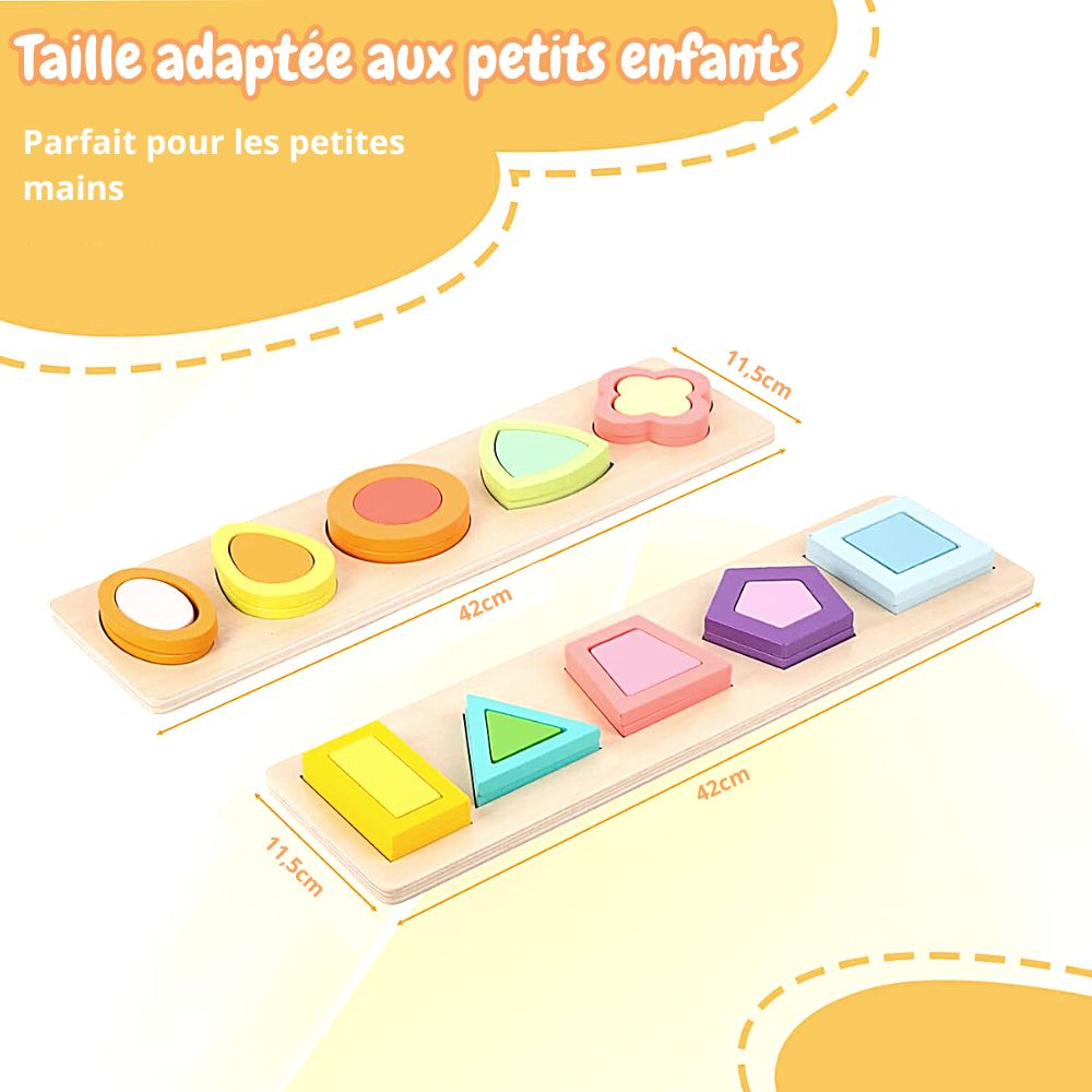 Set de 2 grands Puzzles d'encastrement de formes 3D avec images cachées