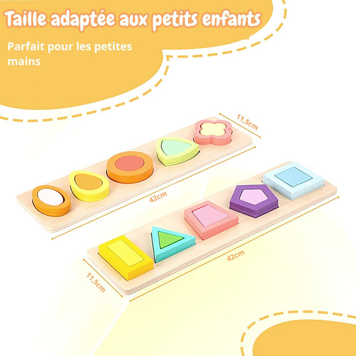 Set de 2 grands Puzzles d'encastrement de formes 3D avec images cachées