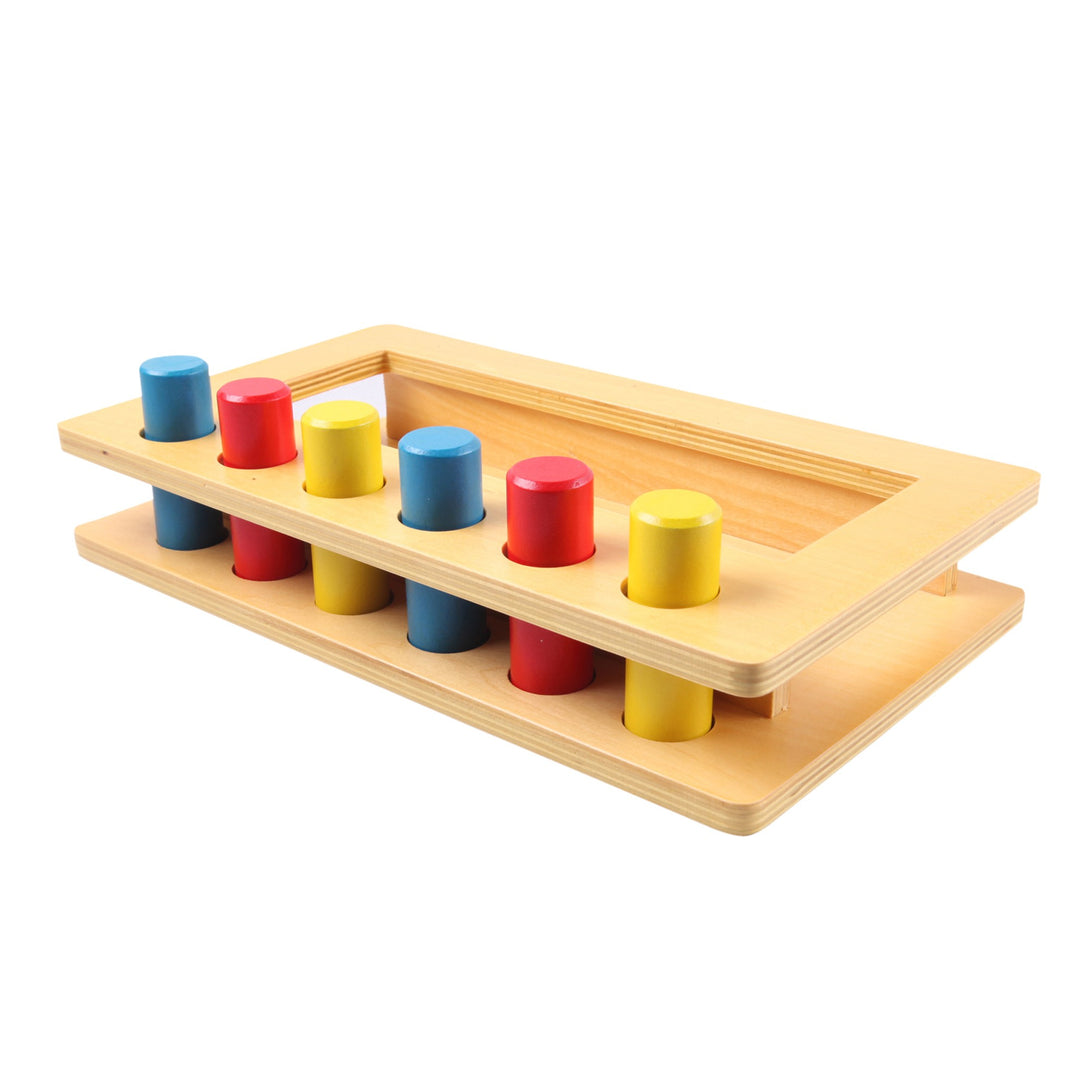 Cylindres d'encastrement colorés - Boite de chevilles à encastrer - Eveil Montessori Maroc