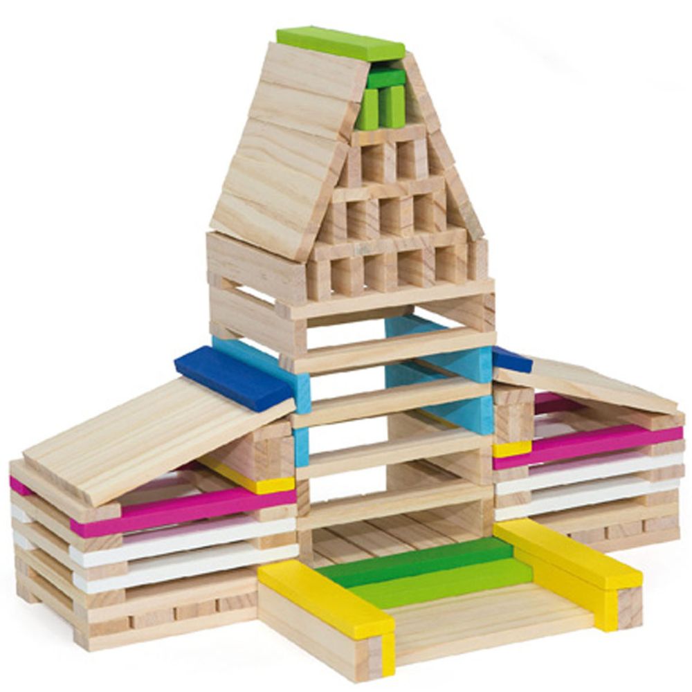 250 Briques colorées en bois - Eveil Montessori Maroc