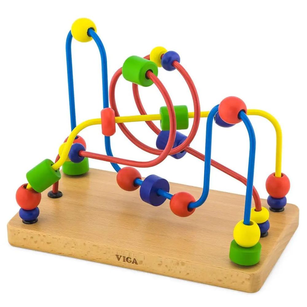 Labyrinthe de perles colorées en bois - Eveil Montessori Maroc