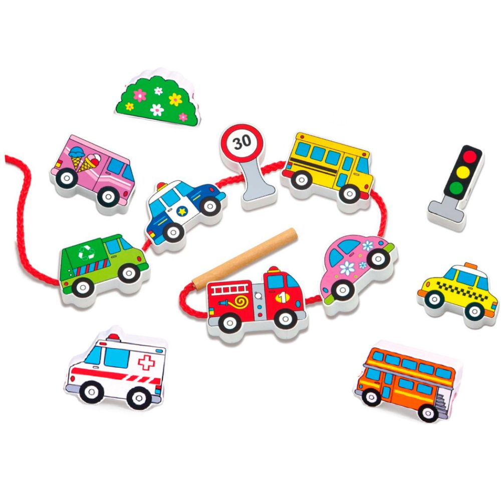 Laçage en bois Transport Routier - Eveil Montessori Maroc