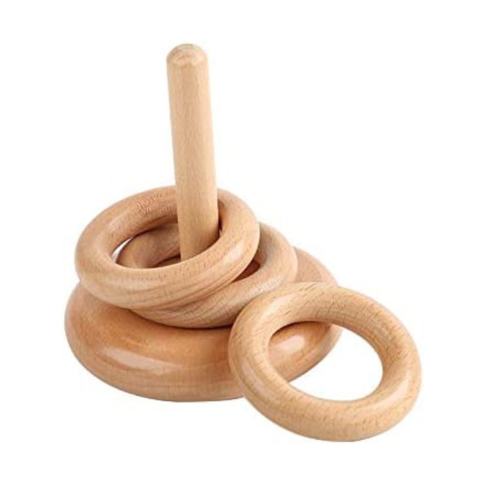 3 anneaux larges à empiler sur une tige verticale - Eveil Montessori Maroc