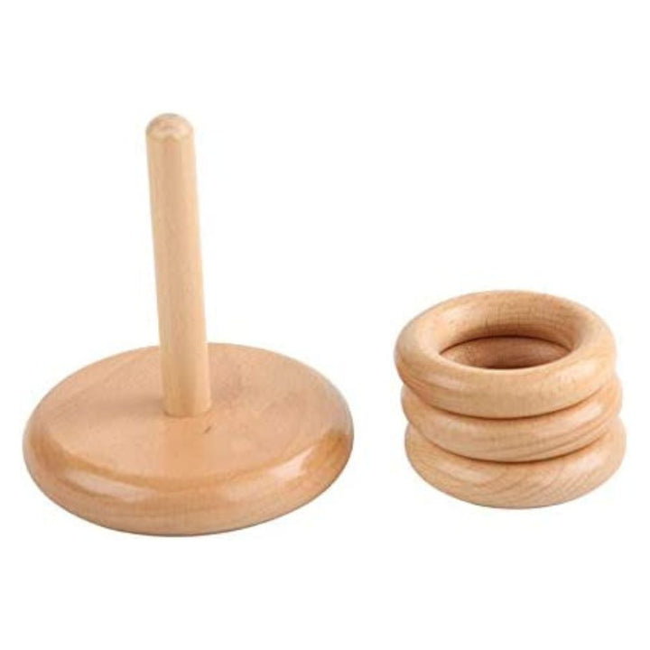 3 anneaux larges à empiler sur une tige verticale - Eveil Montessori Maroc