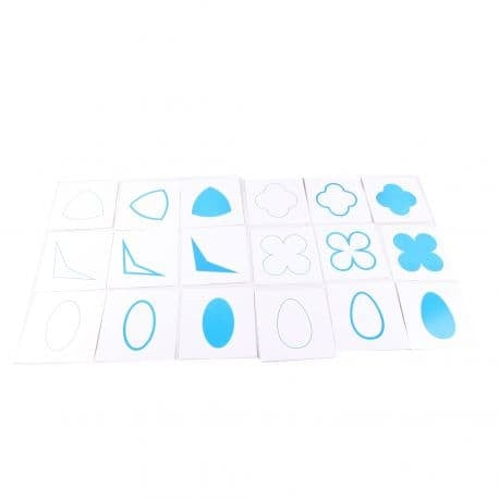 Cartes pour les formes de géométrie avec plateau - Eveil Montessori Maroc