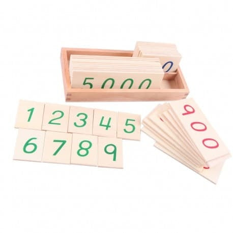 Grandes cartes des nombres en bois 1-9999 - Eveil Montessori Maroc