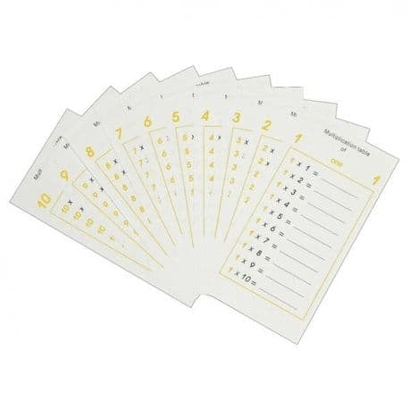 Feuilles des tables de multiplications - Eveil Montessori Maroc
