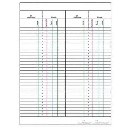 Grille pour le petit boulier (50 feuilles) - Eveil Montessori Maroc