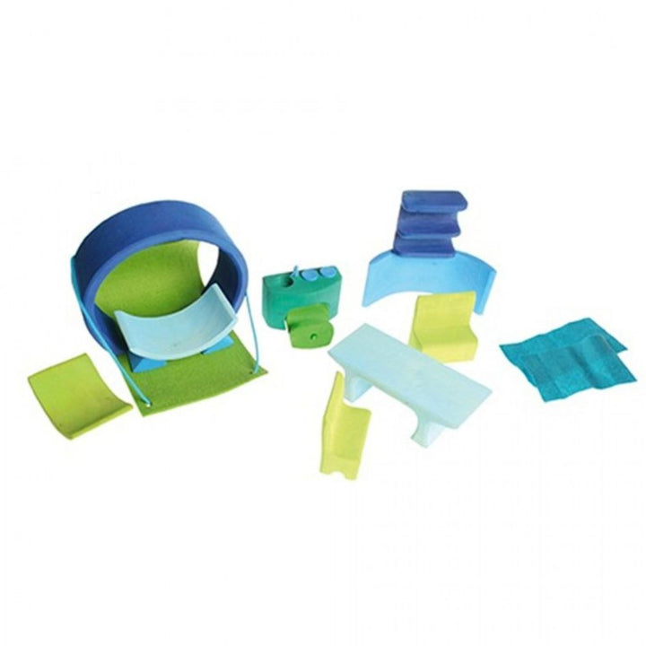 Maison de poupées transportable bleu-vert - Eveil Montessori Maroc