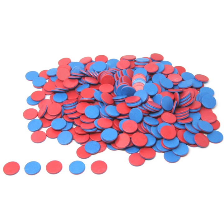 400 jetons bicolores bleu/rouge 25 x 5 mm - Eveil Montessori Maroc